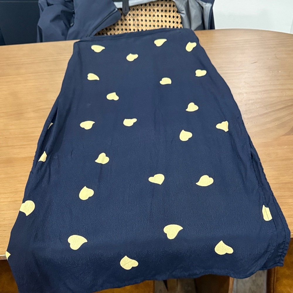 Navy Skirt with Yellow Heart Pattern